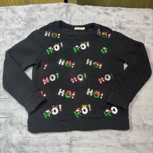 Chance or Fate Black Sweater with Holiday “Ho Ho Ho”